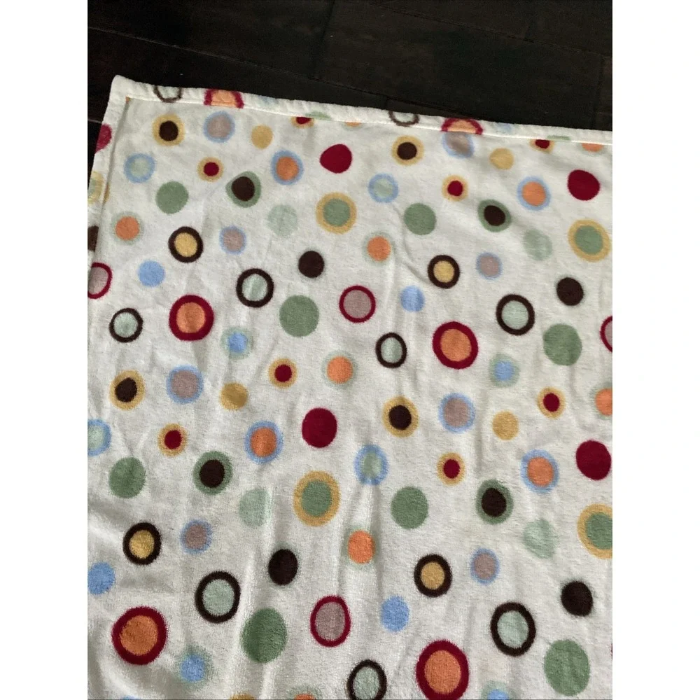 Tiddliwinks Baby Blanket Circles Dots Green Blue Orange Yellow Rings Soft 30x40